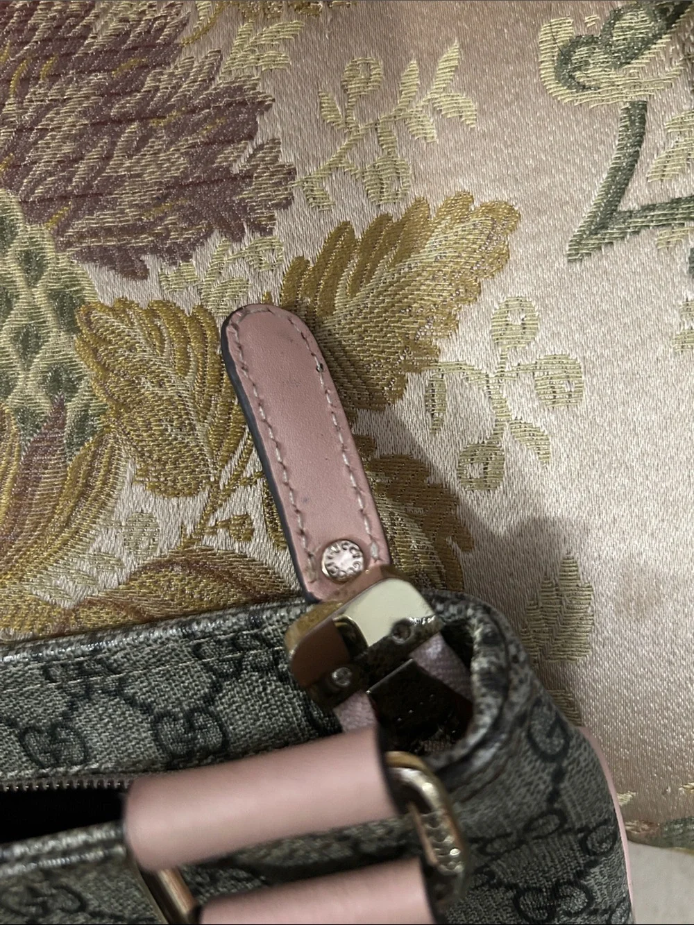 Luxury Monogram Crossbody Bag with Pink Leather Trim